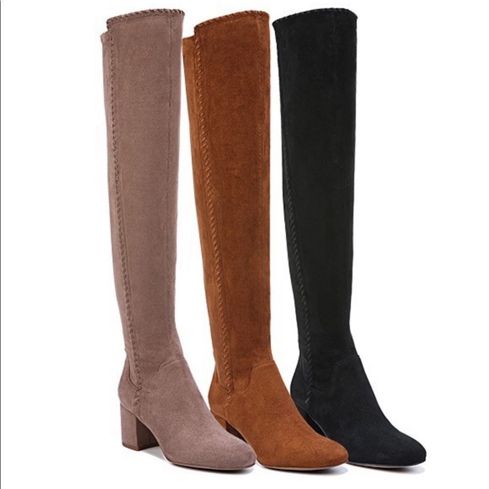 Stone Whipstitched Trim Detail Over The Knee Boots - Picture 2 of 5